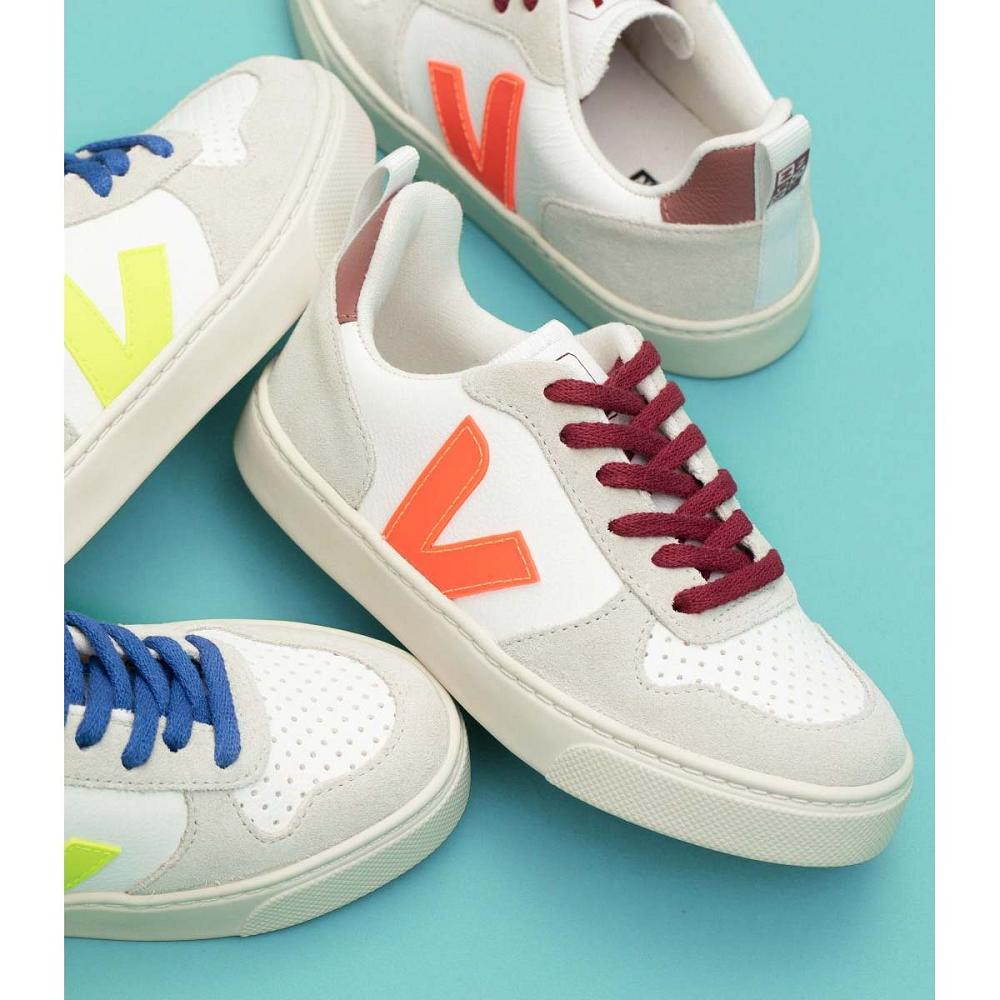 Veja V-10 BONTON Joggesko Barn White/Orange | NO 838UZG